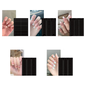 French Manicure Edge Auxiliary Nail Sticker Moon V Shape Self-Adhesive Nail Tip Guides For DIY Line Nail Tools