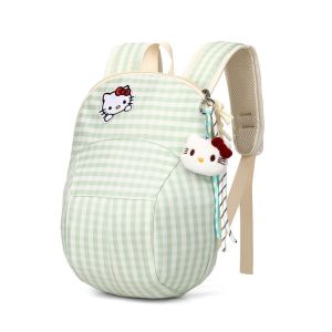 CRNGW Large Capacity KT Cat Backpack Baseball Cap Design Lightweight Kitty Plaid School Bag Storage Bag Portable Cartoon Casual Daypack Women