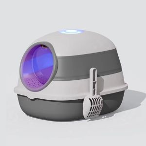 [lovencare] Foldable Silicone Cat Litter Box With Light Fully Enclosed