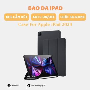 Bao da iPad Pro M4  iPad Air 6 11 inch/13 inch ( màu đen) viền dẻo có khay để bút