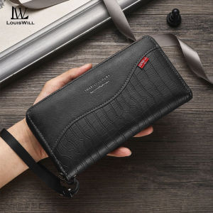 LouisWill Fashion Long Wallet Mens Texture PU Long Wallet Multi-Card Position Multi-Functional Wallet Large Capacity Purse ID Credit Cards Holders Handbag Coin Pouch PU Leather Coin Bag Business Wallets