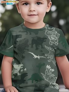 [Local Stock] VCC Boys Clothes Dinosaur Colorful Cartoon 3D Print Boys T-Shirt Summer Short Sleeve Tops O-Neck Outdoor Casual Childrens Clothing