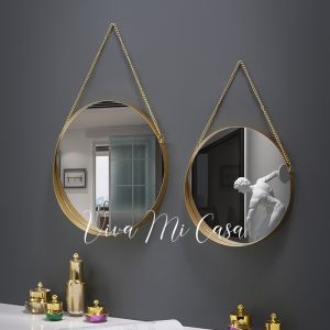2pcs mirror set  - Margo Round gold wall hanging mirrors - Vivamicasa