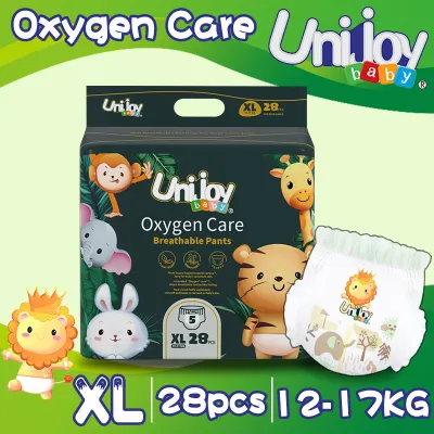 Unijoy Baby Newborn Diaper Oxygen Care Lampin Kanak (S 44 Pieces / M 38 Pieces / L 32 Pieces / XL 28 Pieces / XXL 24 Pieces) Diaper Tape (4 Packs)