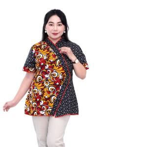 Blouse Big Size Wanita Atasan Batik Jumbo LD 140 S-M-L-XL-2L-3L-4L-5L-6L-7L Model Blus Jumbo Kerja Batik / Blus Batik Big Size Formal / Pakaian Kekinian Kantor Seragam Formal