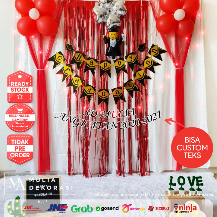 Dekorasi Backdrop Wisuda Kelulusan PAUD TK SD SMP SMU Background