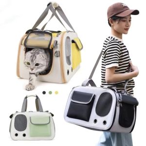 MECOME ระบายอากาศได้ดี กระเป๋าแมว ความจุขนาดใหญ่ แบบพับได้ กระเป๋าถือแมว ใหม่ กระเป๋าขนส่ง กระเป๋าสะพายสัตว์เลี้ยง ของใช้สำหรับสัตว์เลี้ยง