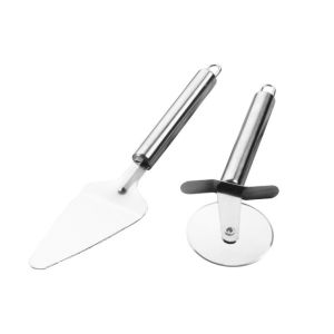 2Pcs/Set Pizza Cutter & Pizza Shove Set Pizza Roller Set Stainless Steel