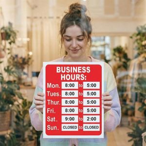FUNG Self-Adhesive Business Hours Sticker Waterproof UV Resistant Store Opening Signs Decal Office Hour Display Sunproof Business Hours Window Decal Glass Door Application