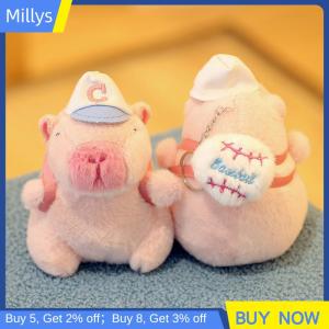 Millys การ์ตูน capybara พวงกุญแจตุ๊กตายัดนุ่น ตุ๊กตาของเล่นกระเป๋าเป้สะพายหลังของตกแต่งแขวน