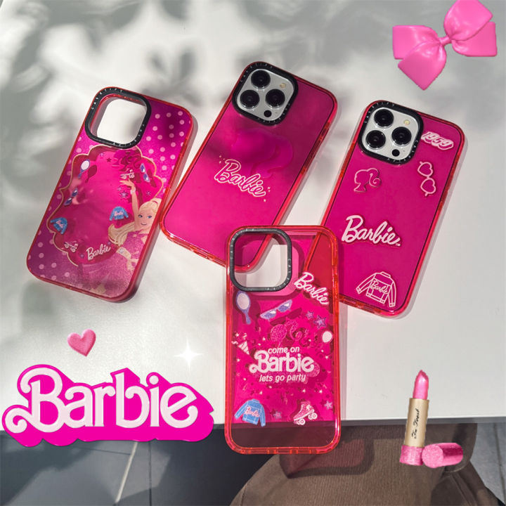 Barbie iPhone Case 14 Pro Max Pink Neon Cartoon Shockproof Case