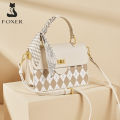 FOXER Women's Casual Shoulder Crossbody Bag England Female Handbag Fashion Messenger Bag PU Leather Lady Small Flap Handle Bag. 