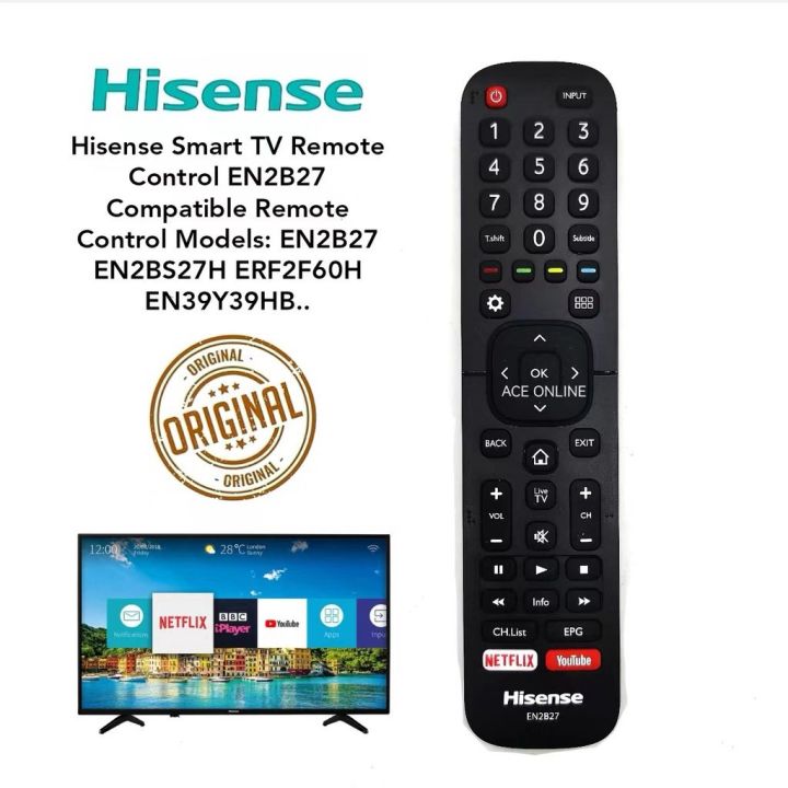 Hisense รีโมตคอนโทรลสมาร์ททีวี EN2B27 (ของแท้ หรือ Oem ) | Lazada.co.th