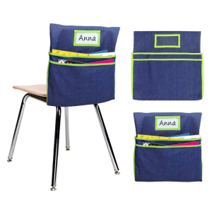 Clasroom Chairback Organizer Buddy Chair Storage Pocket Chart with 2 Heavy Duty Storage Pocket School Seat Sacks
