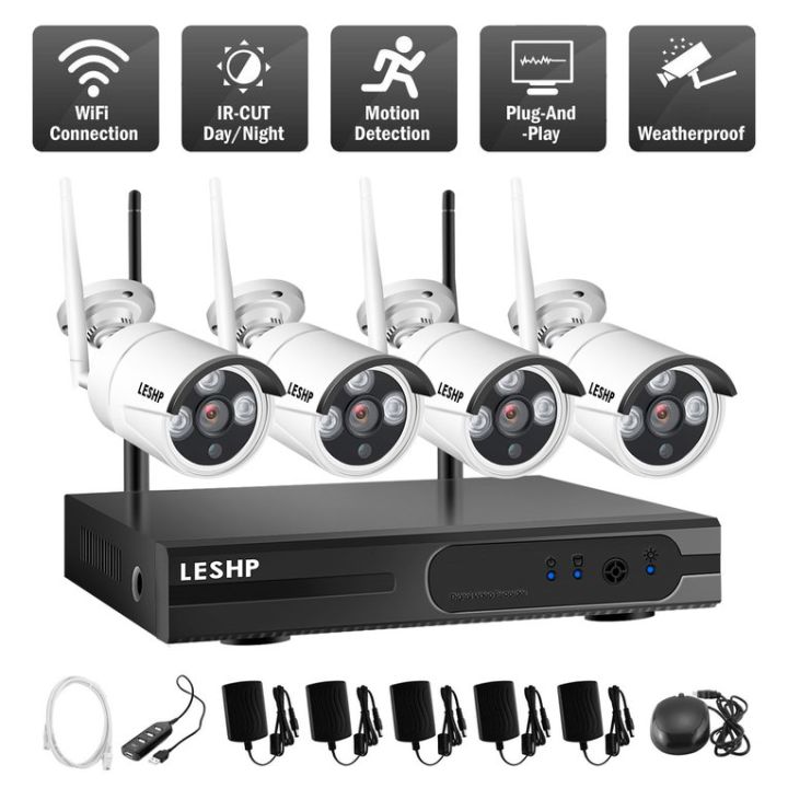 OH LESHP Wireless Security Camera System CH 720p Video Recorder