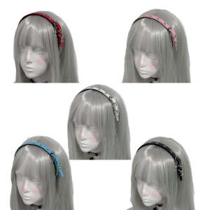 Gothic PU hairband có thể điều chỉnh 55 60cm cho phụ nữ Punk 2000S phụ kiện cài đầu đạo cụ chụp ảnh