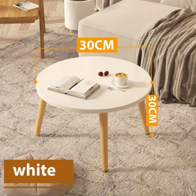 LALA Round Side Table Mini Living Room Small Wood Table Double Layered Bedside Coffee Sofa Side Table Nordic/Study Desk/Meja Solek/Bedroom 咖啡桌