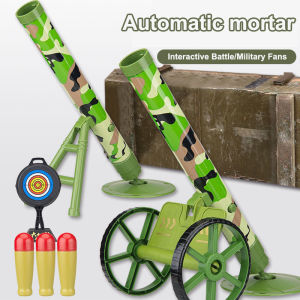 W21Childrens Simulation Mortar Toy Set with Wheeled Gun Mount Automatic Firing Italian Cannon Toy Childrens Toy Gun Birthday Gift