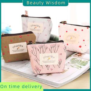 Beauty Wisdom Fashion Flower Pattern Coin Purses Small Fresh Canvas Coin Wallet Lady Girls Earphone Coin Key Money Storage Bag Zipper Pouch