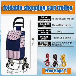 REAIM Retractable Folding Shopping Trolley Removable Insulation Bag Trolley Household Travel Camping
