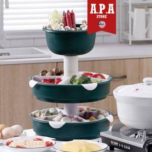 3 Layer 360 Rotatable Food / Fruit Tray Removable Basket Drain