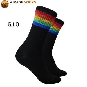 Kaos Kaki Oldschool - Kaos Kaki Skate Motif Garis Rainbow/Pelangi - 4LAYER BENANG - G9 | G10
