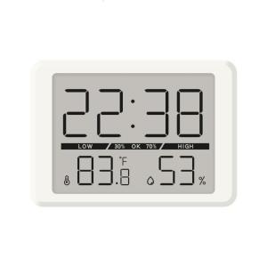 Modern LCD Digital Clock with Time Date Temperature Humidity Display Operated Supprt Stand Desk Wall Clock
