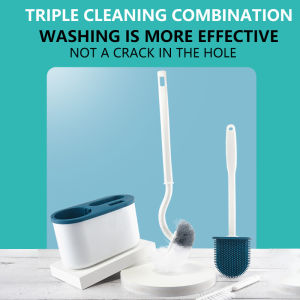 Toilet Brush 3 in 1 Set  Multifunction Silicone cleaning Bathroom toilet brush cleaner with holder