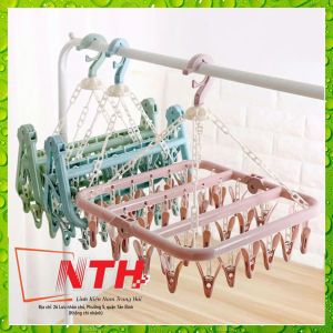 Móc treo quần áo thông minh 32 kẹp- Móc chùm phơi đồ trẻ em đa năng gấp gọntiện dụng
