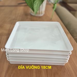 Bộ 05 Đĩa Lót Chậu Cây Vuông 18x18cm Màu Trắng Nhựa Dày