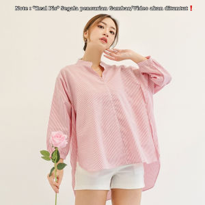 RED 124 Maggie V-Neck Shirt/Blouse Oversize/Kemeja Korea/Kemeja Kantor/Atasan Casual/Blouse Salur/V Neck Shirt/Casual Top