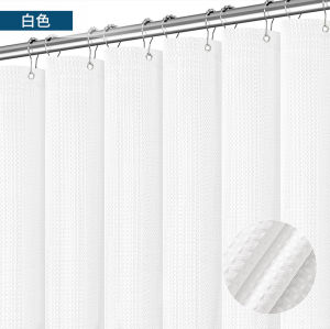 【12H Ship】180x180cm Tirai Mandi Kalis Air Bilik Mandi Bathroom Waterproof Shower Curtain Black White Gray Blue Beige Brown Pink Green Purple Khaki Gradient plaid leaf flower ocean fish Polyester Waffle Jacquard Waterproof Shower Curtain With 12 Hooks
