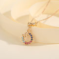 Y635 【COD】Kalung Titanium Wanita Anti Karat Kristal Berlian Berwarna Mewah Emas 18K Perhiasan korea liontin. 