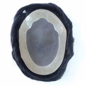 MONO Base Men Toupee Hair Replacement Human Hair System for Men Natural Looking Black Wig