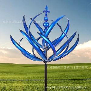 Hanson8 Metal Iron Windmill Crafts Harlow Wind Rotator 3D Gyro Windmill Gardening Ground Insert 4P7H5
