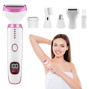 Electric Razors for Women 5 in 1 Body Shaver for Nose Hair Face Eyebrow Arms Legs Armpit Underarm Pubic Area Replaceable Blades