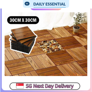 【DAILY ESSENTIAL】 Interlocking Deck Tiles 30x30cm | Wood or Artificial Grass | 1 or 5 Pieces