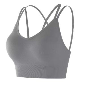 Integrated Fixed Cup Shockproof Push Up Women Sports Bra with Large U-shaped Back Gym Yoga Fitness Thin Breathable Sports Bra