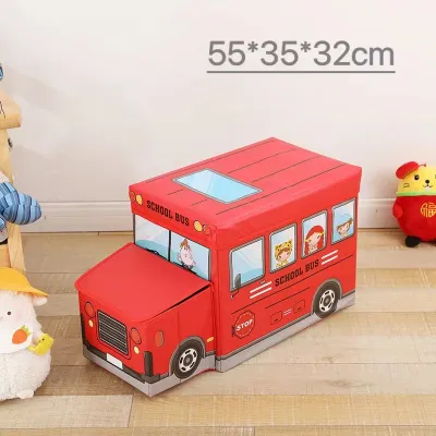 kids storage box chair kids stool ottoman foldable storage bus children clothes organizer toy Box