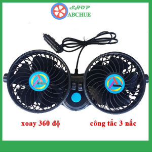 Quạt đôi cho ô tô loại to 12V hoặc 24V để trên taplo