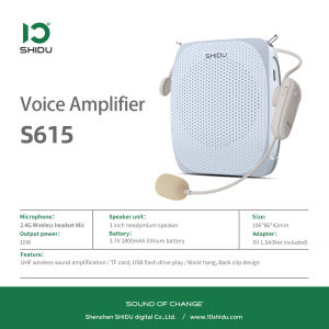 SHIDU S615 10W Portable Wireless Voice Amplifier Megaphone for Teacher with Microphone Mini Audio Speaker Rechargeable Loudspeaker