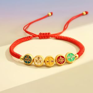 สายเชือกสีแดง วันเกิด สร้อยข้อมือเชือกสีแดง ล้ําค่า คู่ ดึงดูดทรัพย์ วัฒนธรรมดั้งเดิม ถักด้วยมือ