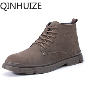 QINHUIZE Work safety shoes High-top anti-smashing and anti-piercing mens shoes Steel toe cap fashionable work boots Safety shoes