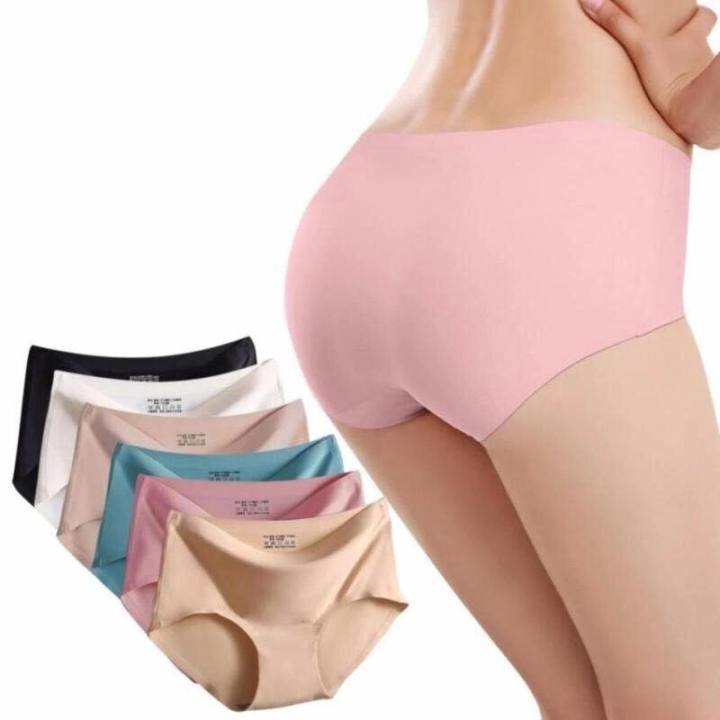 Hot Women Ice Silk Panties Lace Plus Size Girls Underwear Breathable  Seamless Briefs Soft Mid Wrist Hip Lifting