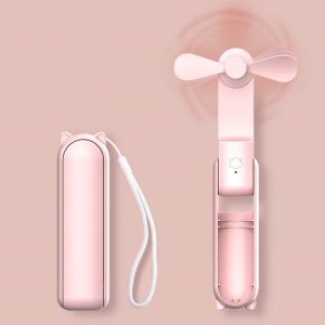 KJ57K USB Rechargeable Portable Mini Handheld Fan 3 Speed Adjustable StrongWind ElectricFan Durable 2000mAh Small Pocket Fan for Women