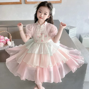 ชุดเดรสฮันฝูเจ้าหญิงน้อย สไตล์จีนโบราณสุดน่ารัก ดีไซน์หรูหรา ผ้านุ่ม ใส่สบาย เหมาะกับทุกโอกาสพิเศษ สีชมพูพาสเทลละมุน