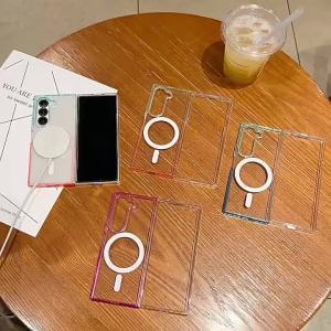 Suitable for Samsung Folding Z FOLD7 Foldable Transparent Case Z FLIP7/6 Gradient Color Block Magnetic Phone Case