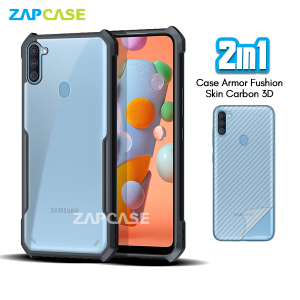 Case Samsung A11 M11 Armor Fushion Casing Free Skin Karbon