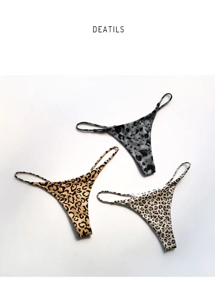 Breathable Bikini Underwear for Women Seamless T-Back G-String Thong Soft  Panties Leopard Print S 