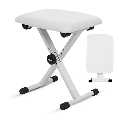 Piano Bench Keyboard Bench Height Adjustable Foldable X-Style Padded Stool Chair Seat Cushion With Anti-Slip Rubber